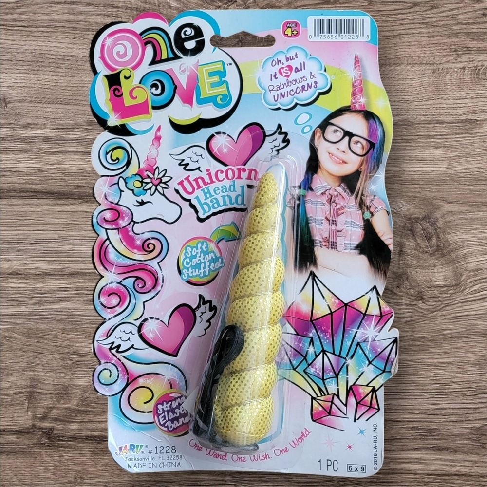 Ja-Ru One Love Unicorn Horn Headband Yellow Gold Sparkle Elastic Band Costume‎